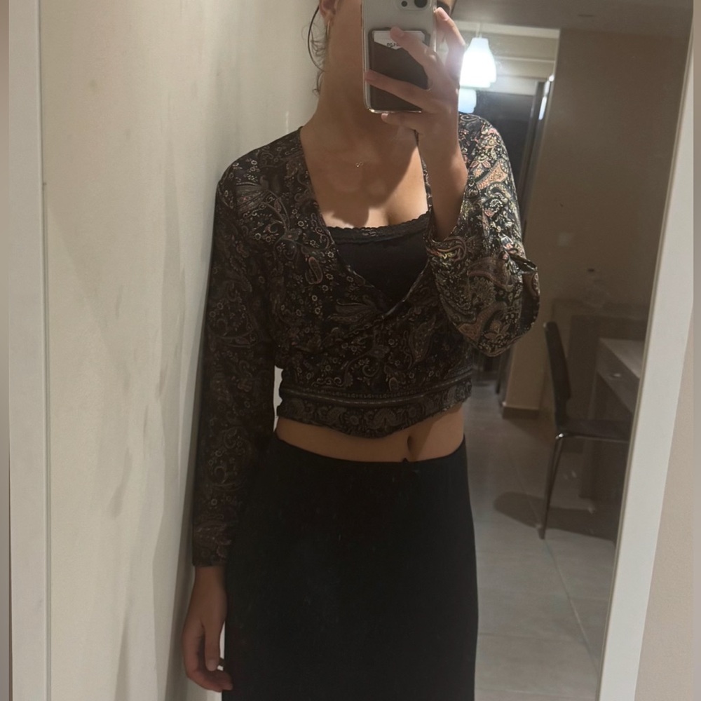 Black Paisley Wrap Blouse purchased in Greece!